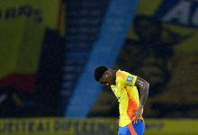 Jhon Duran of Colombia looks dejected after the South American FIFA World Cup 2026 Qualifier match between Colombia and Ecuador (Image: Getty Images)