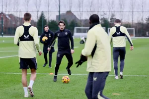 Coach Leighton Baines, who has moved up from the Under-18s to the first team, during the Everton training session at Finch Farm on January 13, 2025

(Image: Tony McArdle/Everton FC Official Photography Library/SmartFrame)