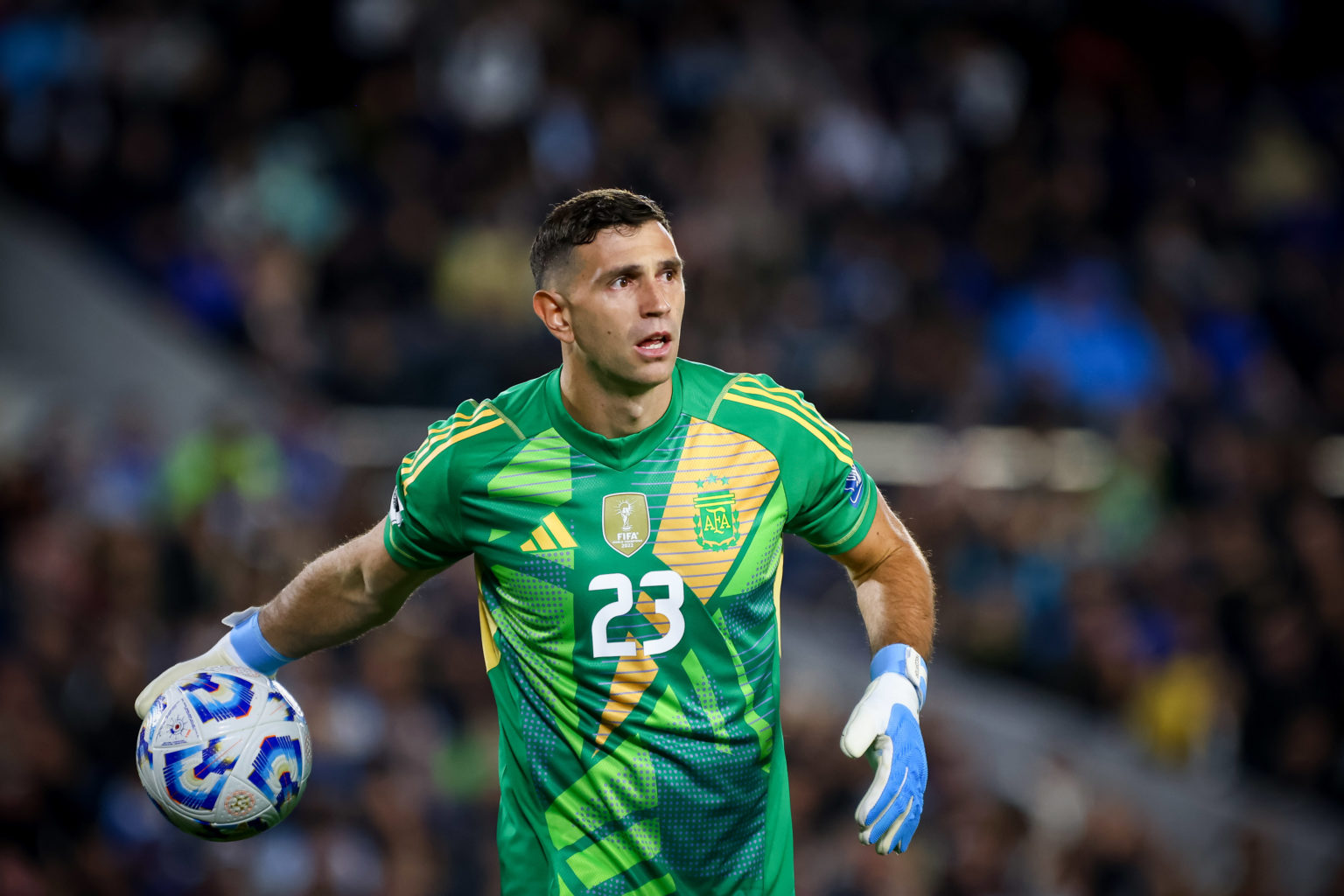 Emiliano Martinez of Argentina seen in action during the